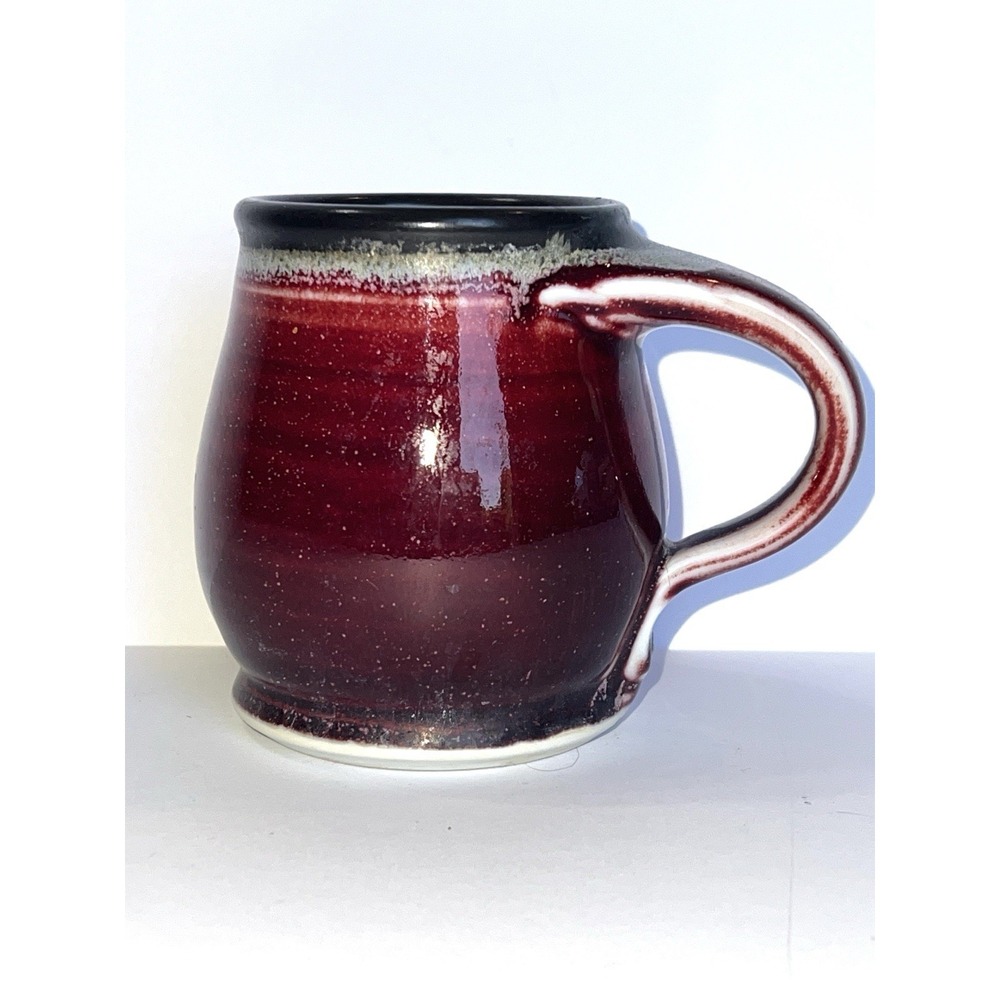 Larry Spears Mug Studio Art Pottery Drip Orange Glaze Hand Thrown Signed 14oz - Picture 2 of 8